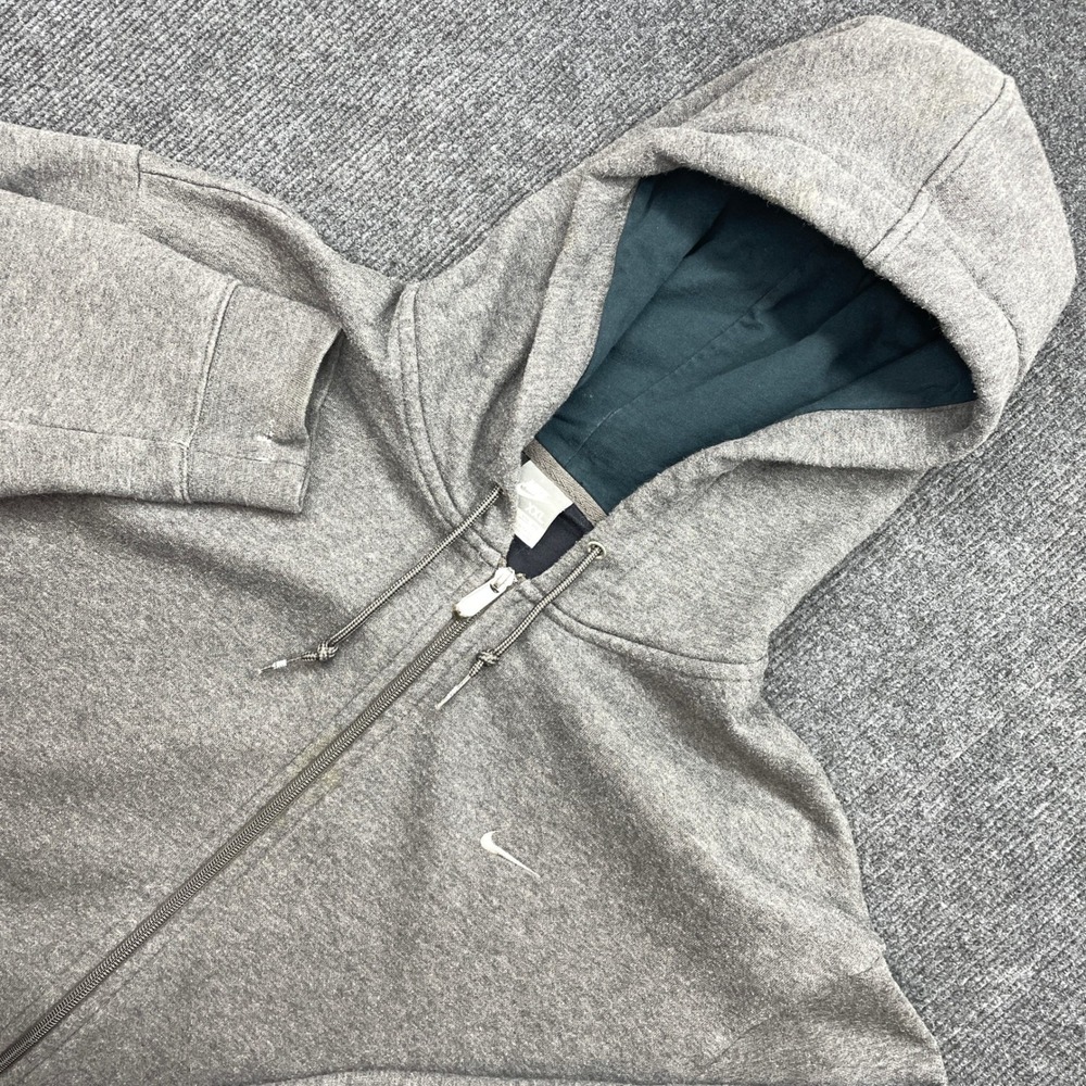 Nike Full Zip Hoodie Gray XXL Vintage Y2K Streetwear Swoosh Sweatshirt Vintage